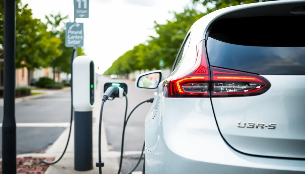 coche eléctrico cargando en la calle